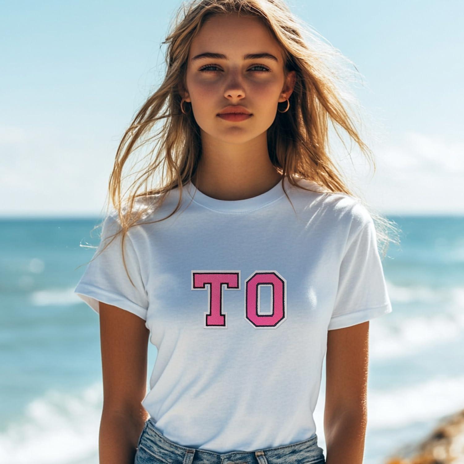 Parche de letras de hierro IANZE 26PCS Alfabeto Rosa