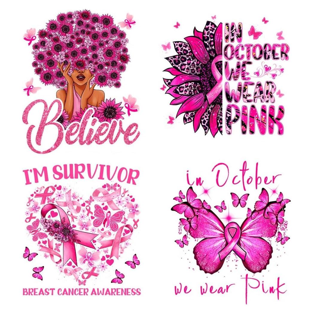 4 Parches de Transferencia de Calor KOLONAMS Cinta Rosa para Ropa