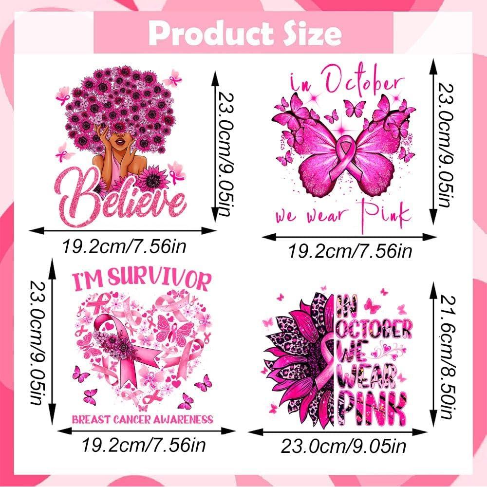 4 Parches de Transferencia de Calor KOLONAMS Cinta Rosa para Ropa