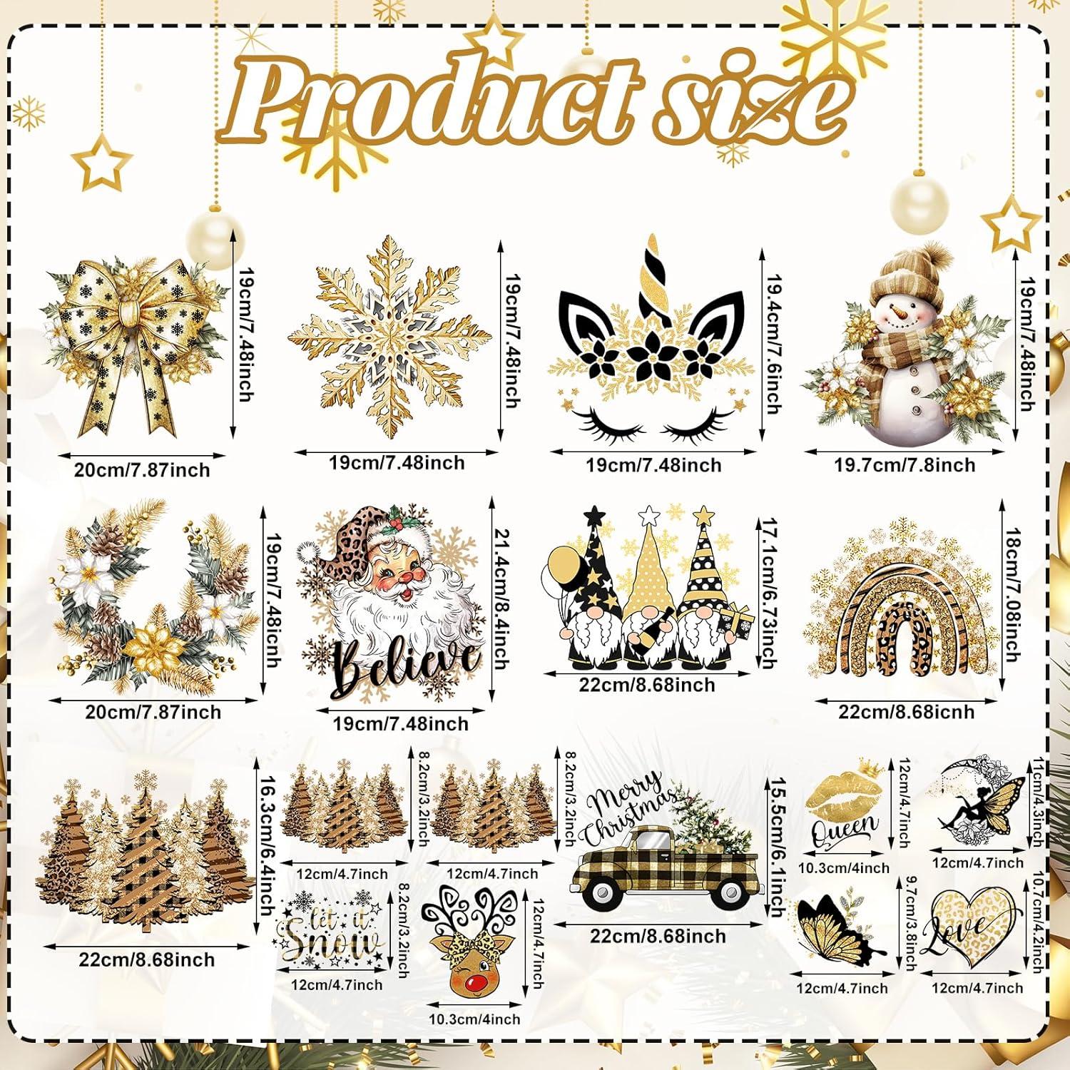 Calcomanías de Transferencia de Calor Cysincos 18pcs Navidad