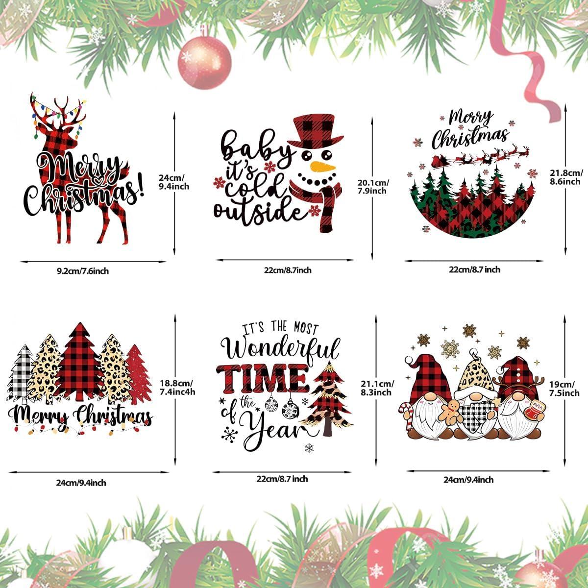 Calcomanías de Transferencia de Calor de Navidad YNITSED - 6 Hojas