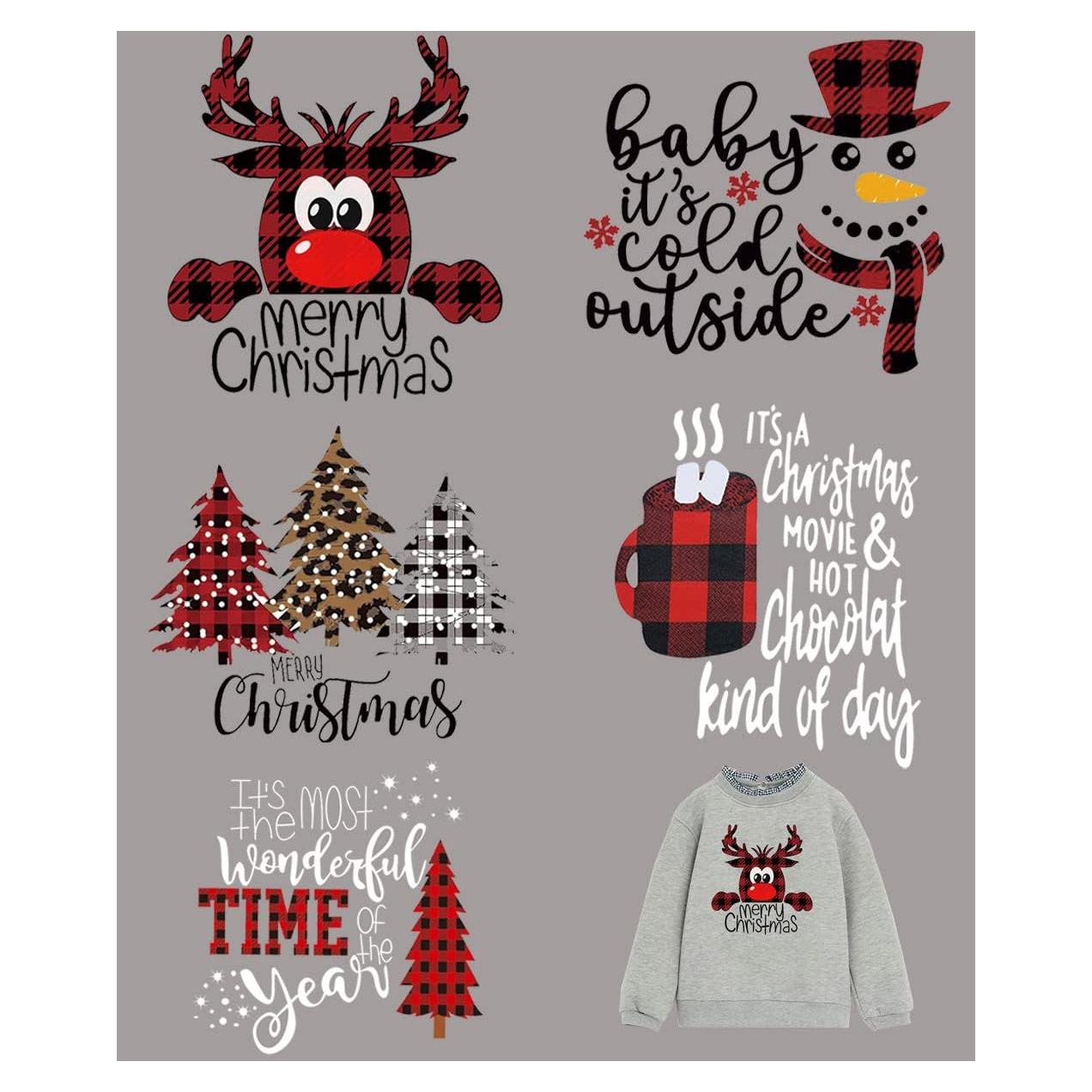 Parches de Transferencia de Calor Navidad BYNYTO 5 Hojas 20x20cm