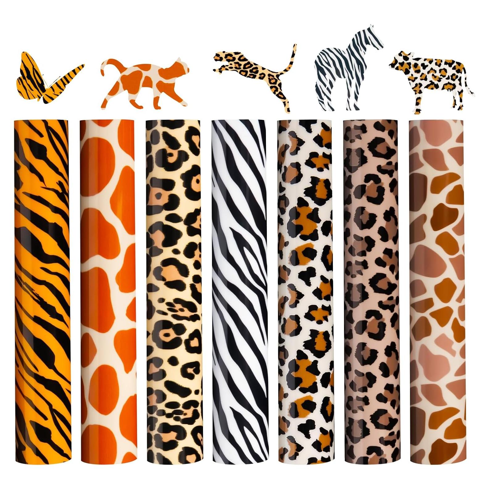 Vinilo de Transferencia de Calor HTVRONT Leopardo 8Pcs 30.48x25.4cm