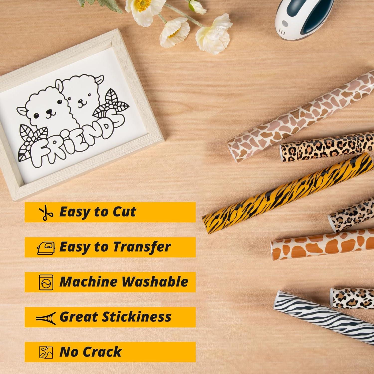 Vinilo de Transferencia de Calor HTVRONT Leopardo 8Pcs 30.48x25.4cm