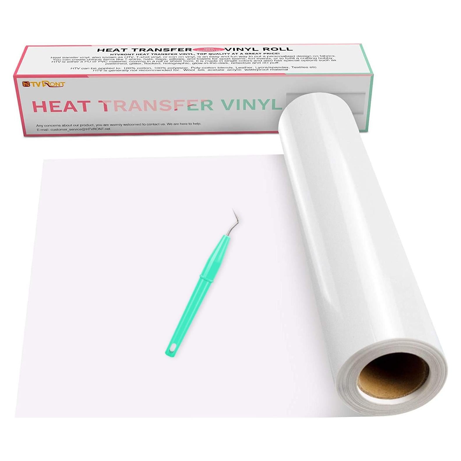 Rollos de Vinilo de Transferencia de Calor HTVRONT Blanco 30.48cm x 4.57m