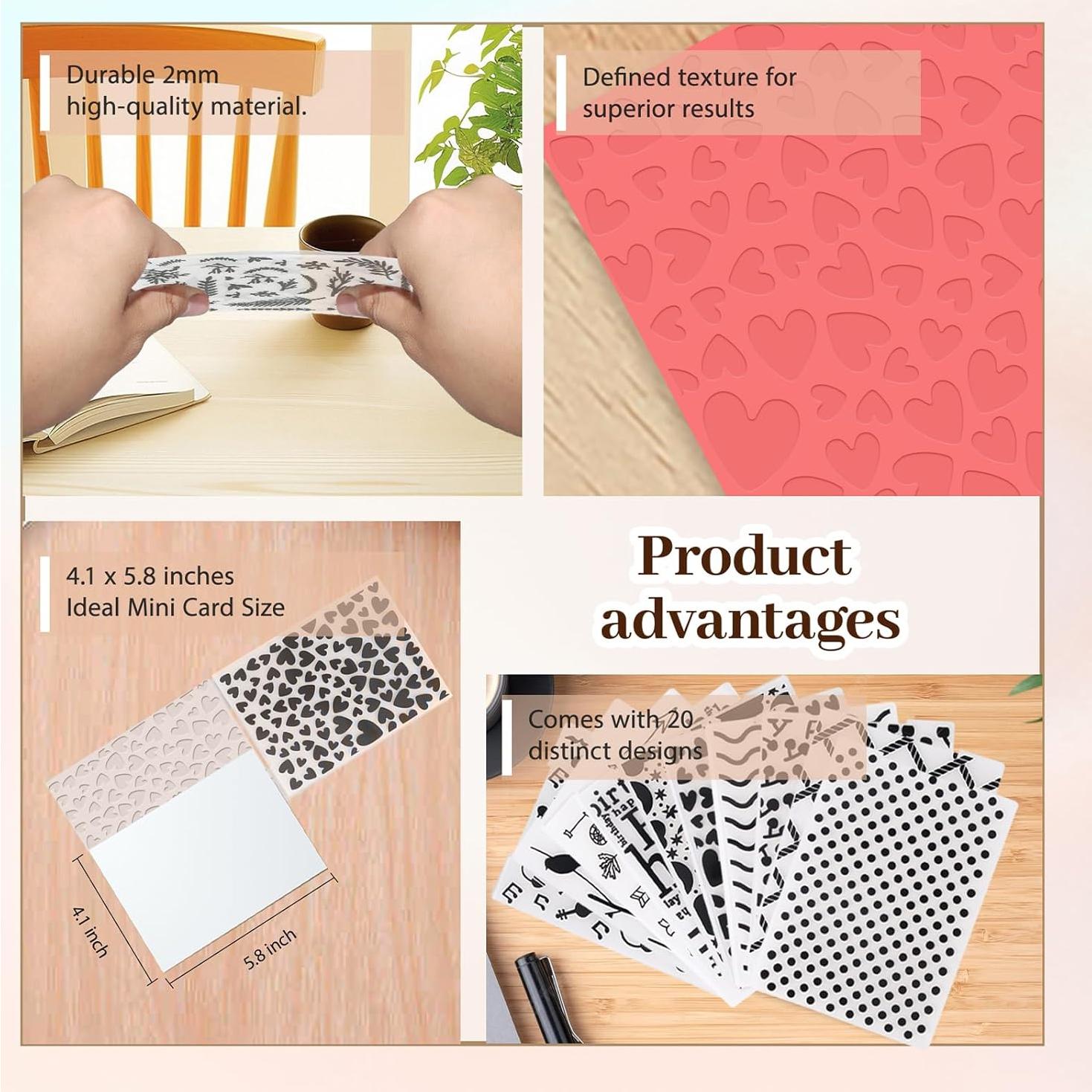 20 Carpetas de Relieve Adevar para Manualidades DIY 14.73x10.41cm