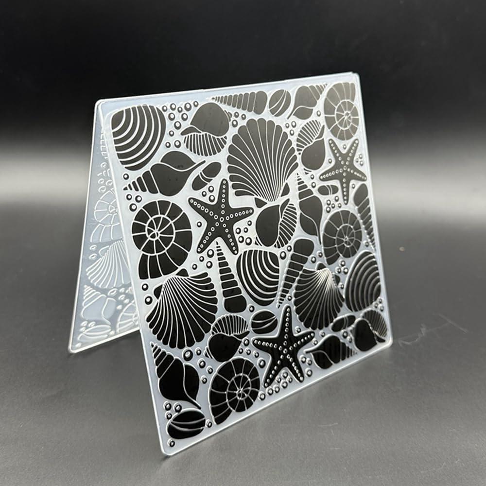 Plantilla de embosado 3D concha de estrella de mar 12.7x12.7 cm