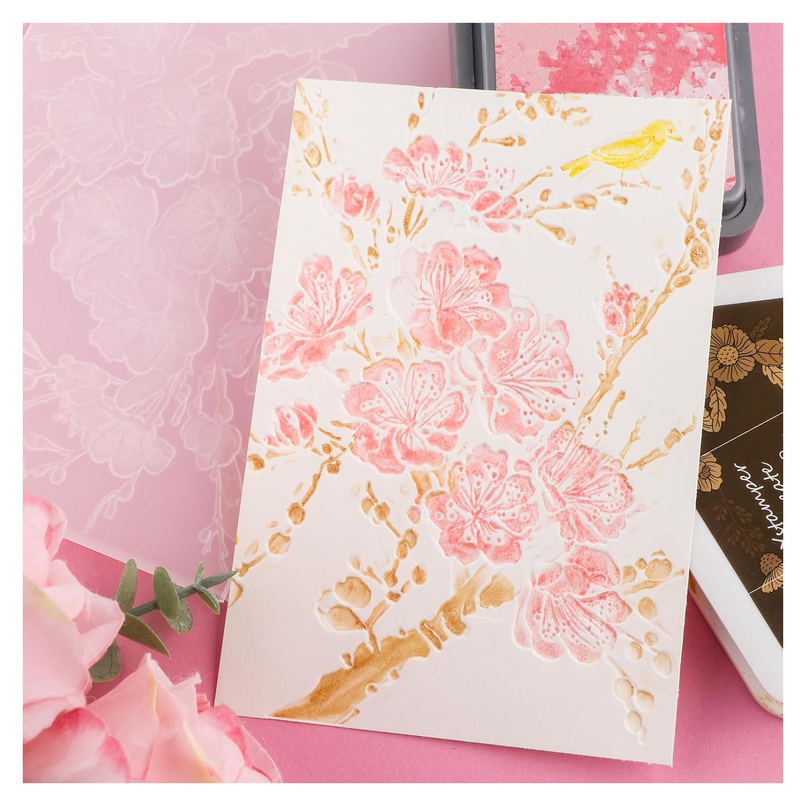 Plantilla de Relieve 3D BAOFALI Ciruelo 16x11 cm para Tarjetas