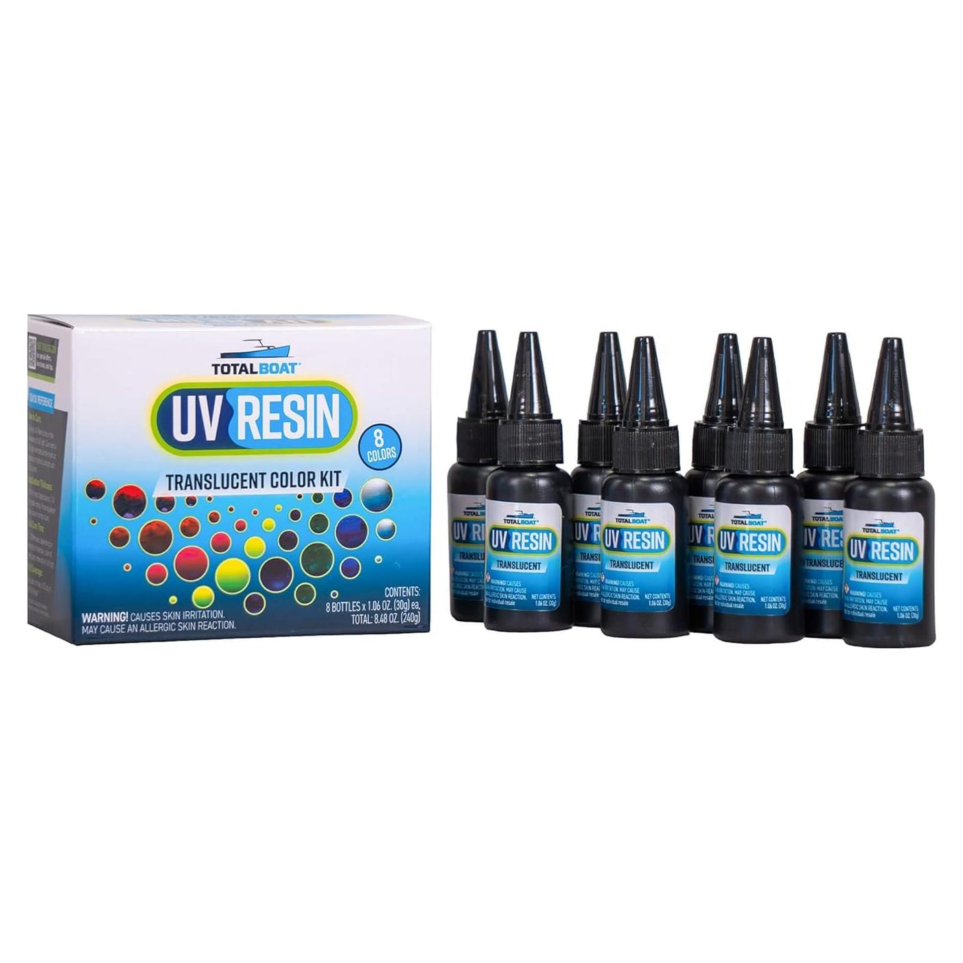 Kit de Resina UV Colorida Translúcida TotalBoat - 240g, 8 Colores