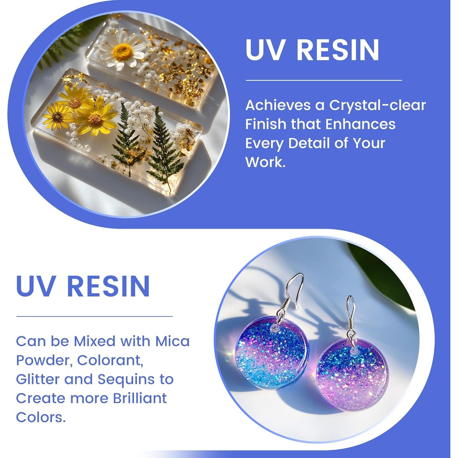 Kit de Resina UV 1000g Cristal Claro para Manualidades DIY