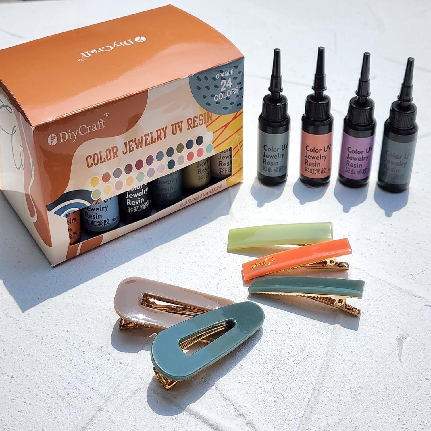 Resina UV de Colores DIYcraft - 24 Colores, 10ml Cada Uno