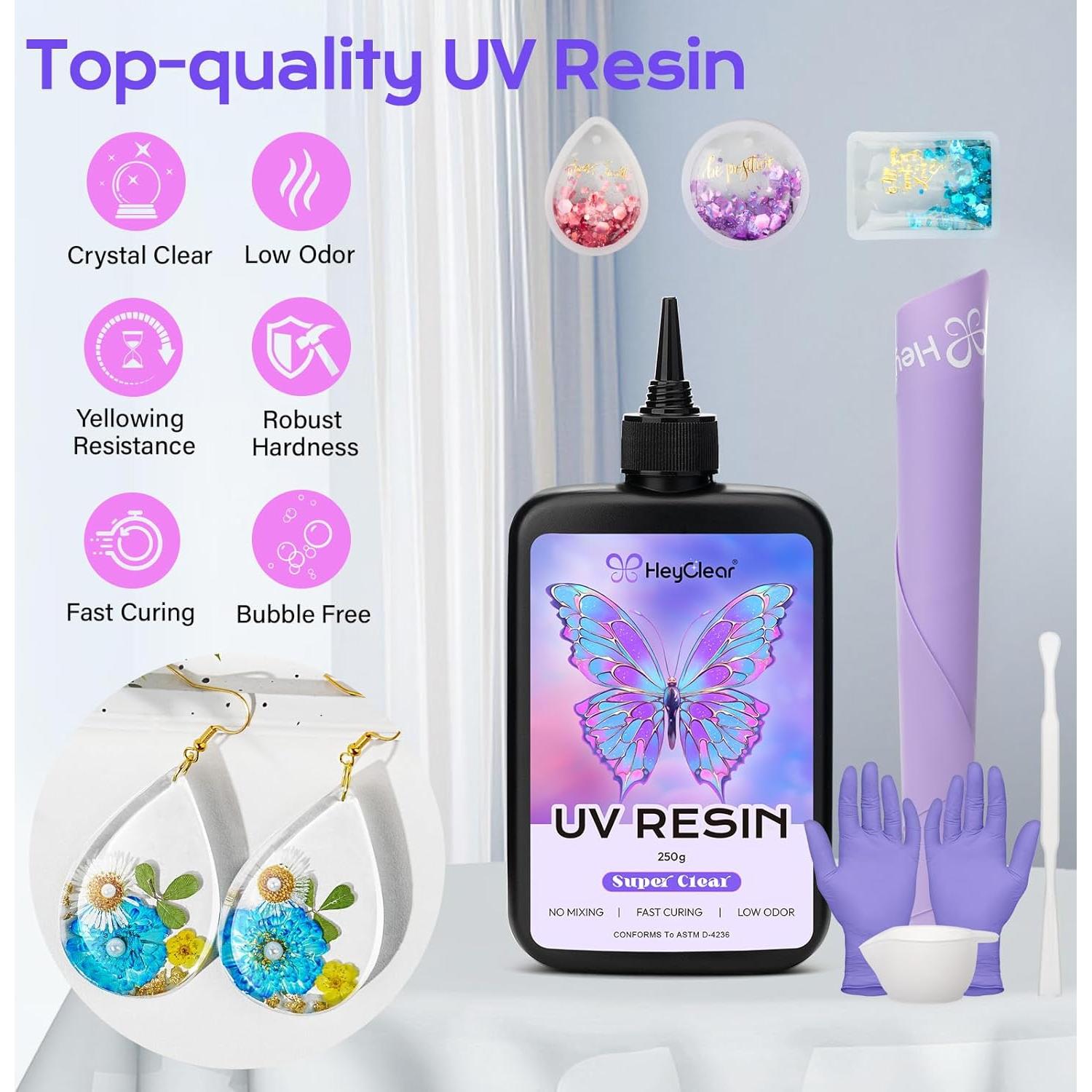Resina Epóxica UV 250g HeyClear - Transparente Cristal para Manualidades