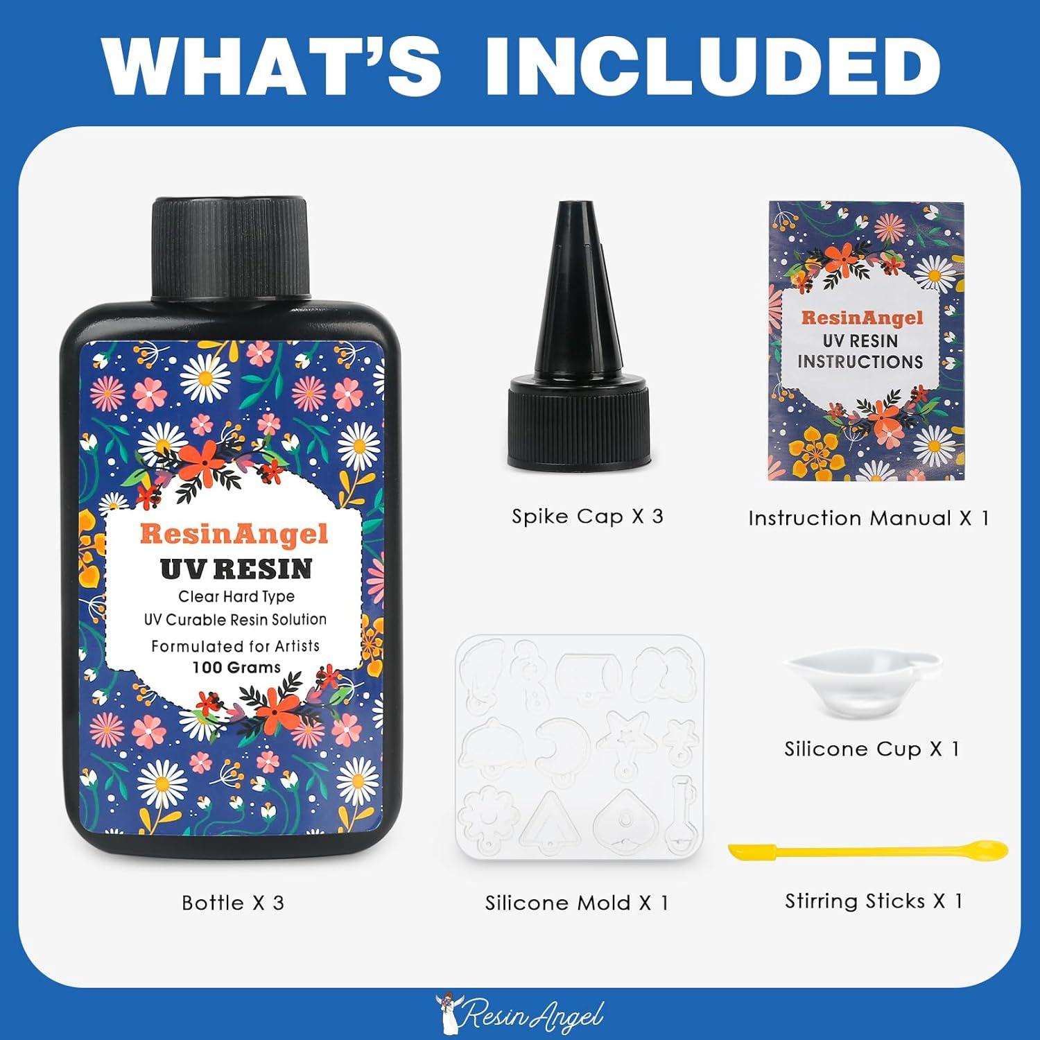 Kit de Resina UV ResinAngel 300g - Epóxica Transparente para Manualidades