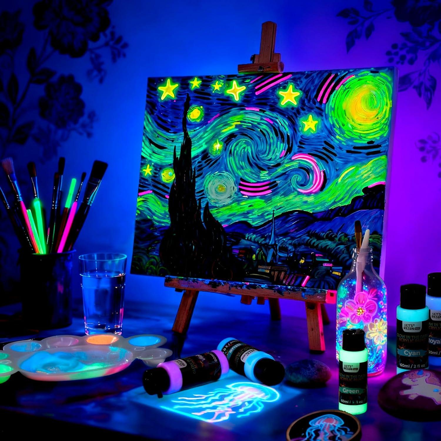 Set de Pintura Acrílica Fluorescente LET'S RESIN 14 Colores 60ml