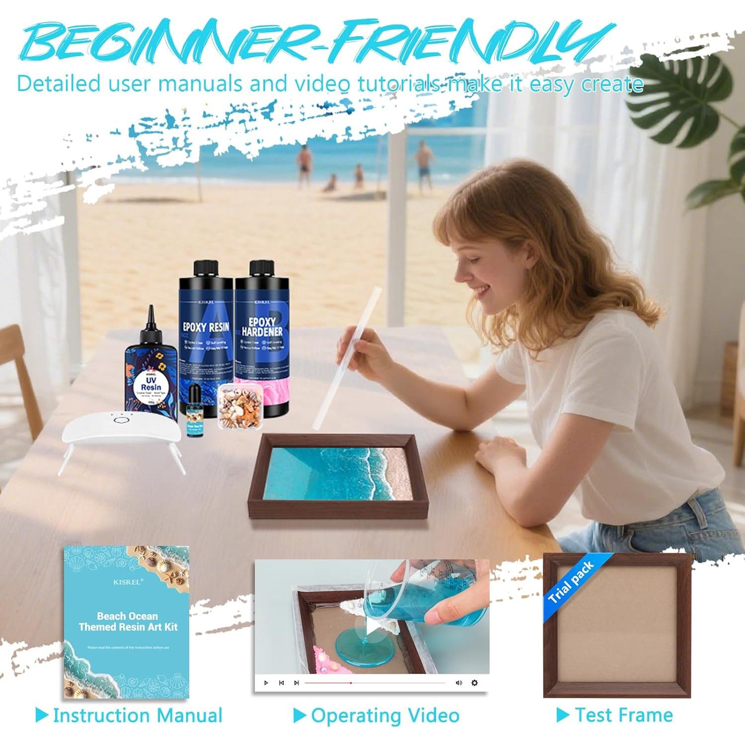 Kit de Arte en Resina Oceánica KISREL - 3 Marcos, 2.6 kg