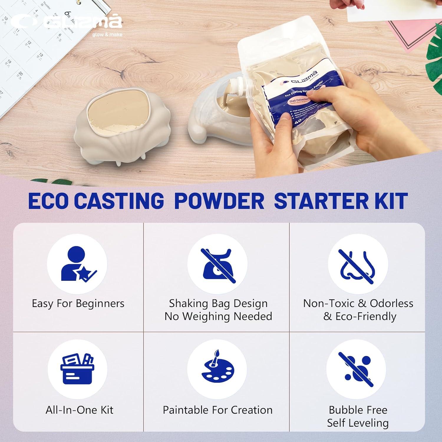 Kit de Polvo de Fundición Glizma - 2 Juegos, 4 Bandejas DIY