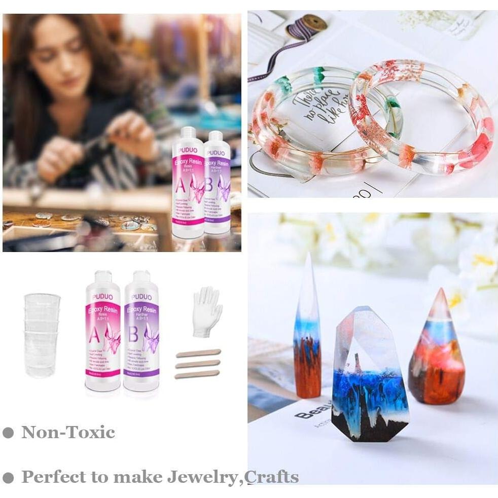 Kit de Resina Epóxica Transparente Puduo 16 OZ con Accesorios