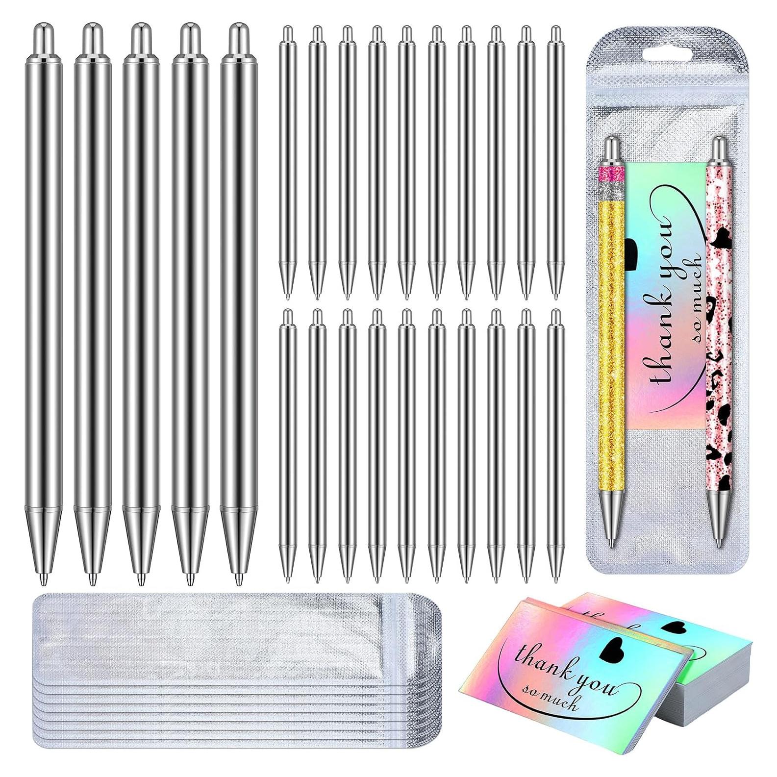 Set de 25 Bolígrafos de Acero Inoxidable Qilery con Tarjetas y Bolsas