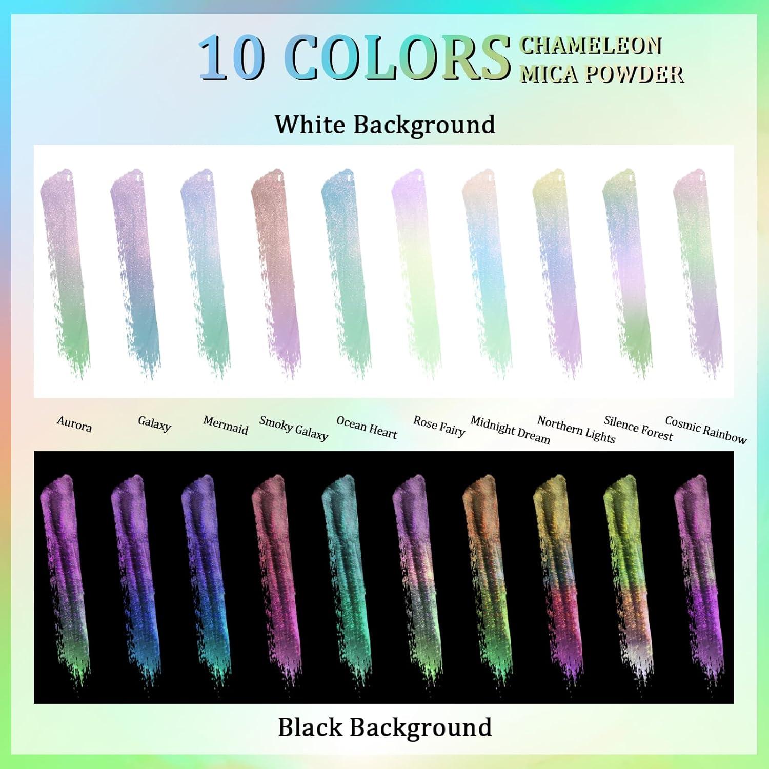 Polvo de Mica Camaleón Matio 10 Colores 30g Efecto Perlescente