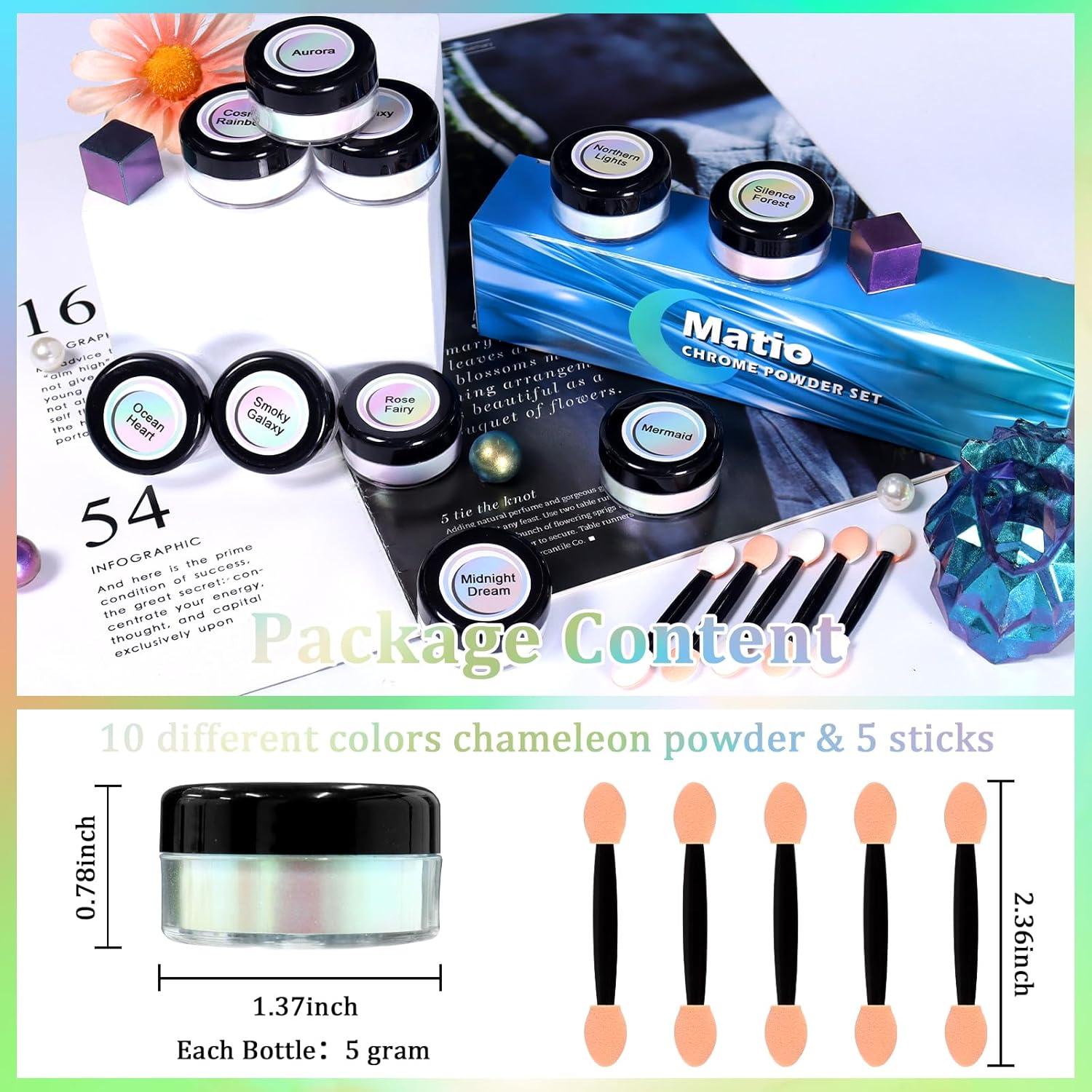 Polvo de Mica Camaleón Matio 10 Colores 30g Efecto Perlescente