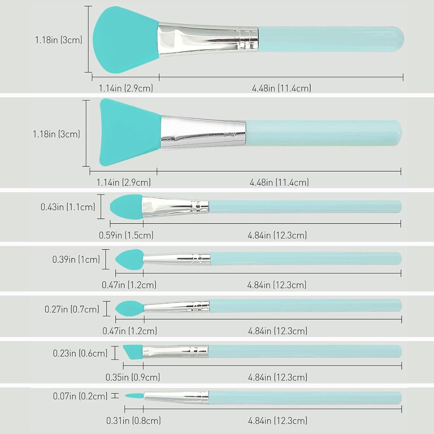 Kit de aplicadores de silicona 7 piezas J5034 para maquillaje