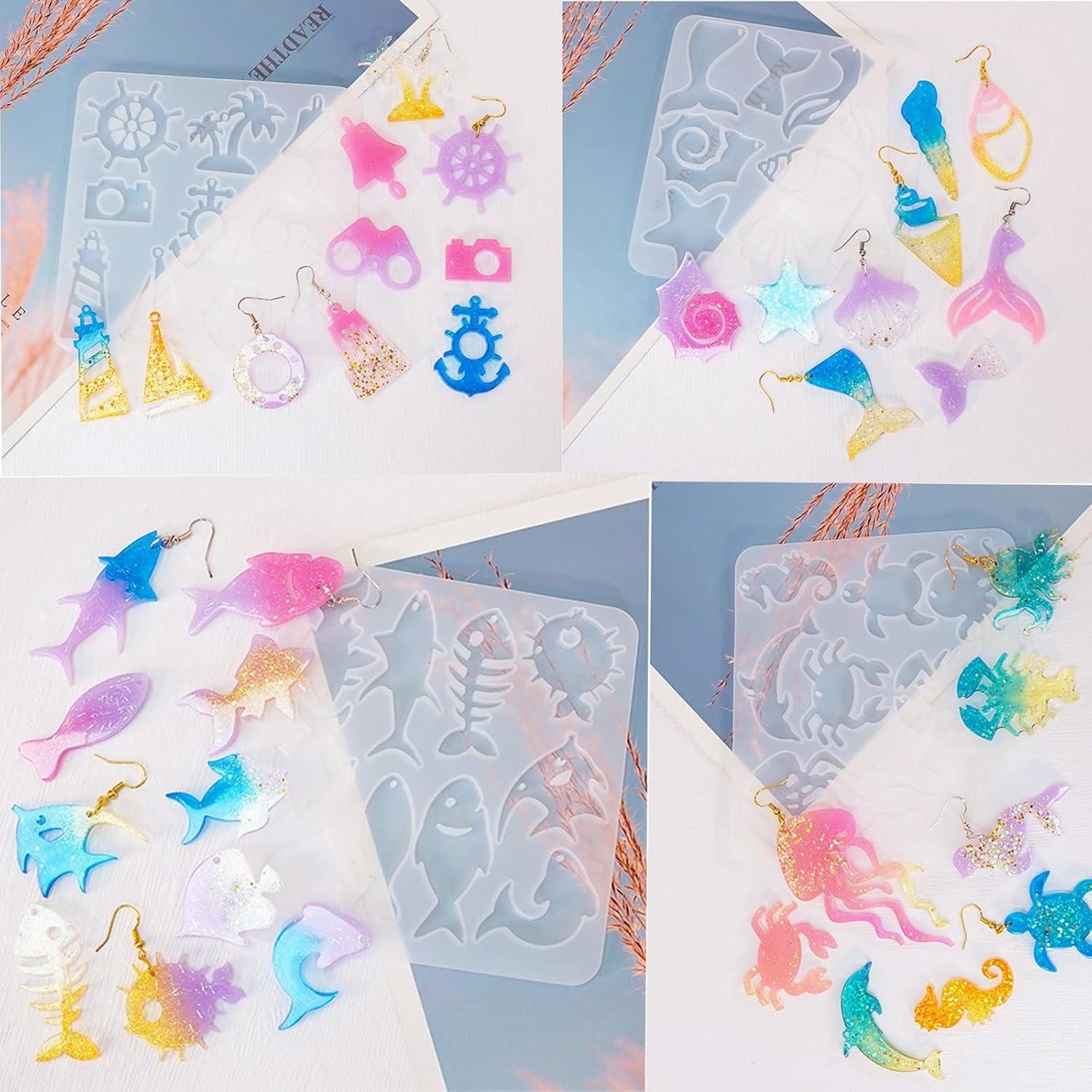 Moldes de Aretes de Resina FWKAILEPING 4 Piezas Vida Marina