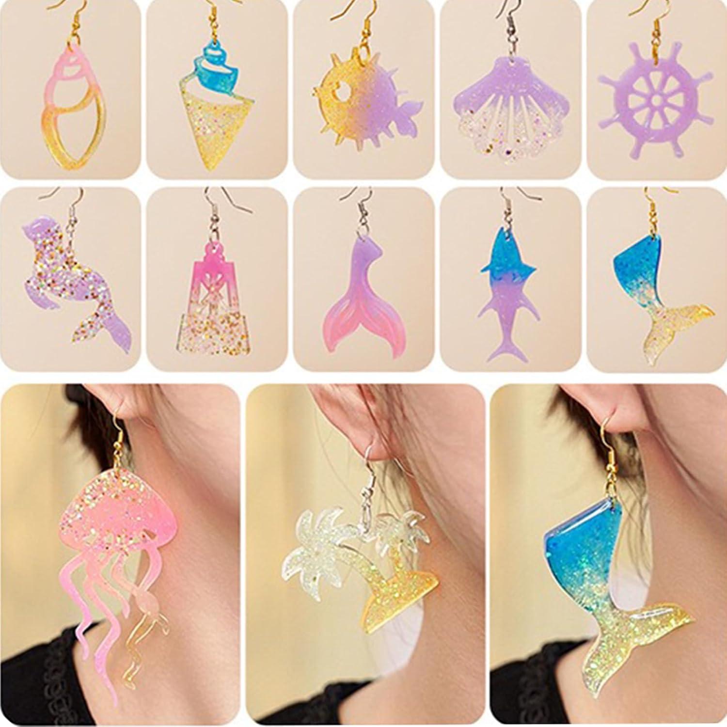 Moldes de Aretes de Resina FWKAILEPING 4 Piezas Vida Marina