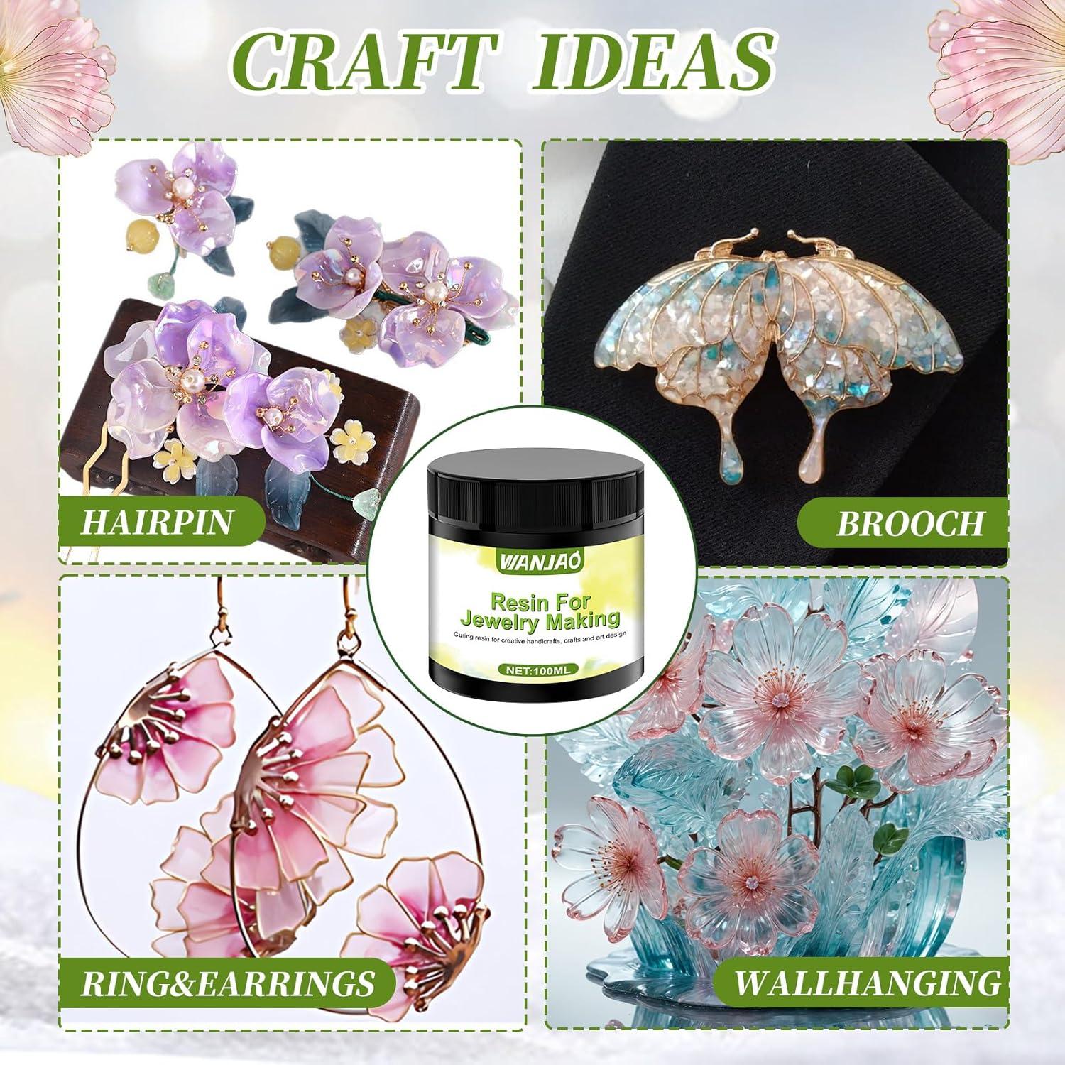 Resina Dip Cristal Clara 100ML con Pinzas y Alambre para DIY