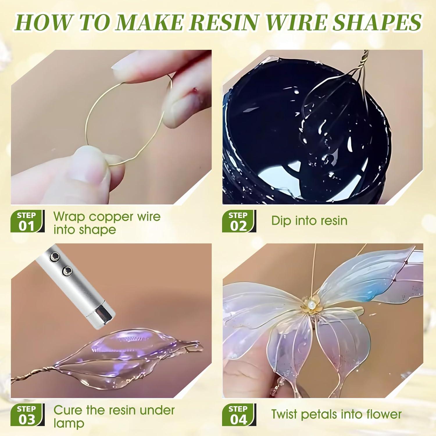 Resina Dip Cristal Clara 100ML con Pinzas y Alambre para DIY