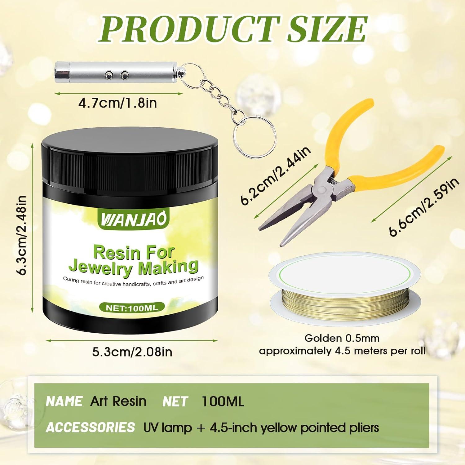 Resina Dip Cristal Clara 100ML con Pinzas y Alambre para DIY