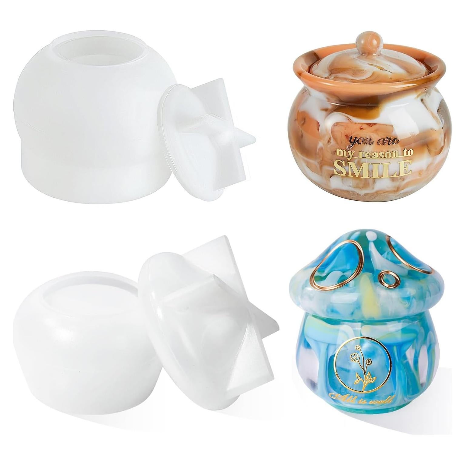 Moldes de Silicona para Resina Unichild 2 Piezas Hongo y Redondo