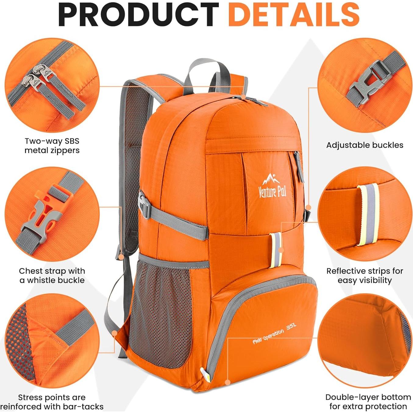 Mochila Plegable Venture Pal 35L Ultraligera Naranja
