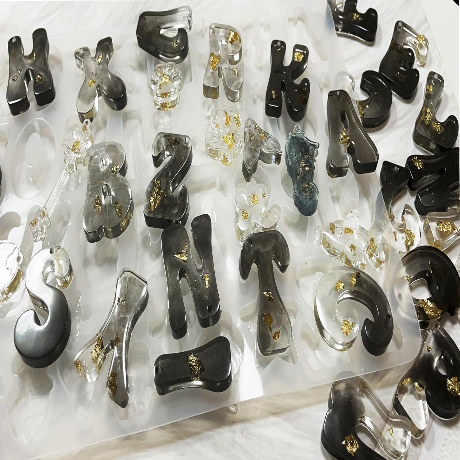 Molde de Silicona para Resina Epóxica YRIHJIXQ A-Z y 0-9