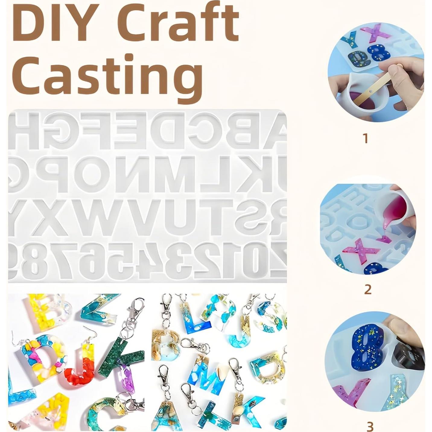 Moldes de Silicona para Joyería Chinshwehaw A-Z y 0-9