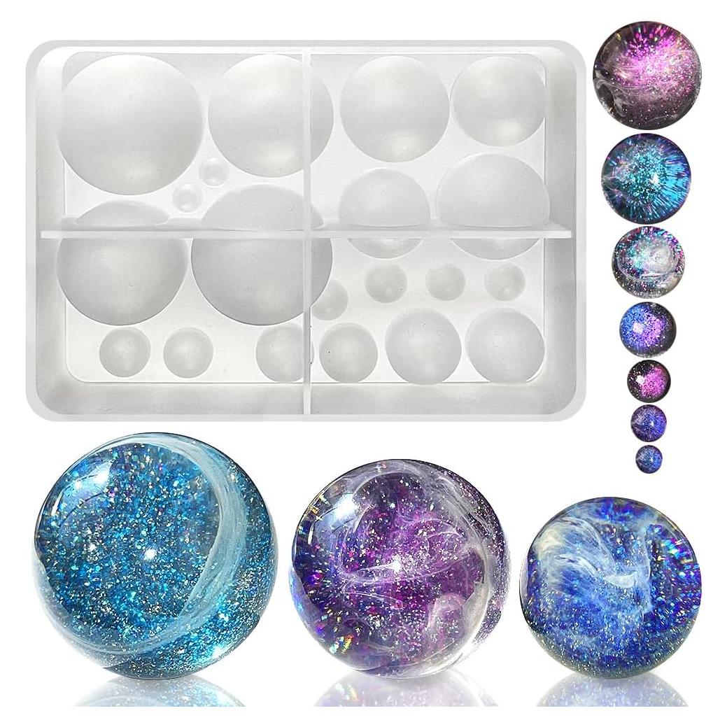 Molde de Esfera de Silicona ResinWorld 20 Cavidades 10 Tamaños