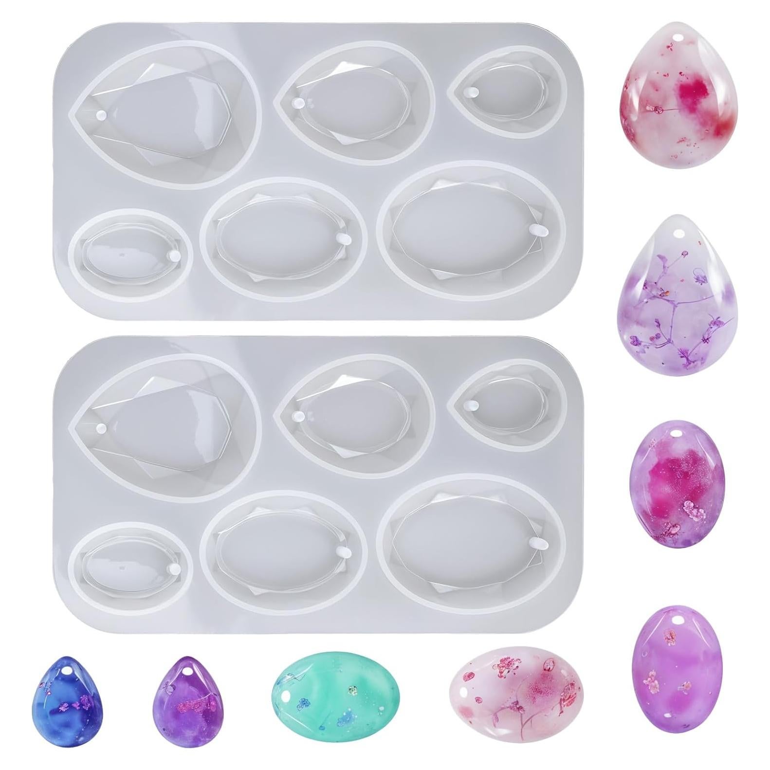 Moldes de Silicona para Resina Ovalados y en Gota - 2 Piezas