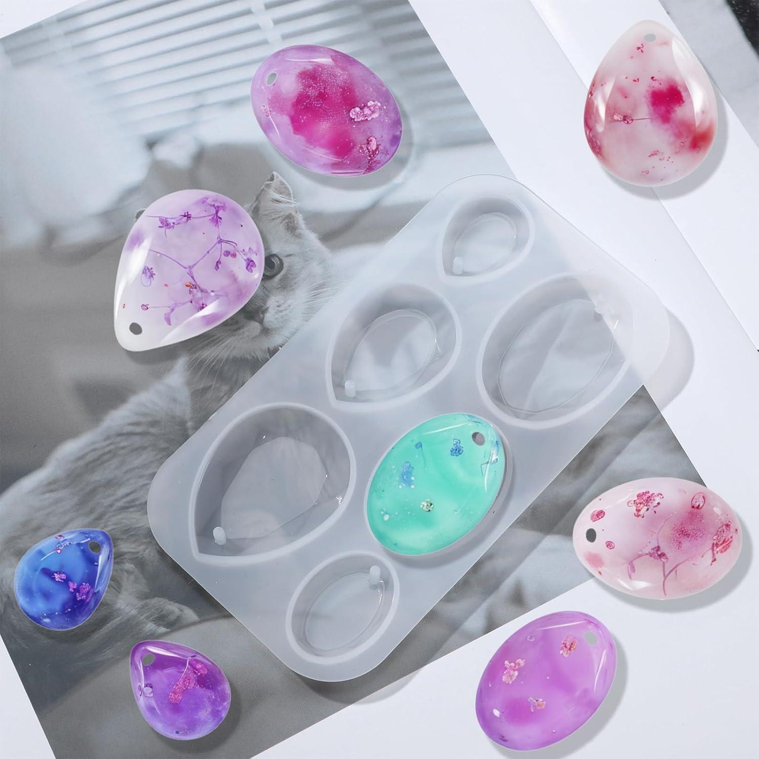 Moldes de Silicona para Resina Ovalados y en Gota - 2 Piezas