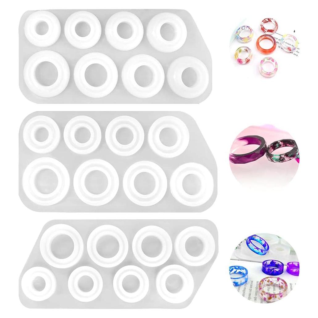 Molde de Anillo de Silicona SENHAI 3 Piezas 8 Tamaños DIY
