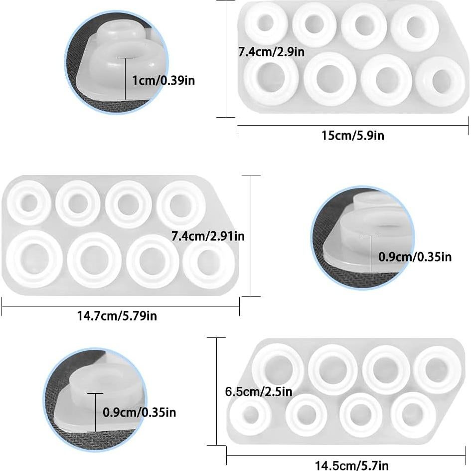 Molde de Anillo de Silicona SENHAI 3 Piezas 8 Tamaños DIY