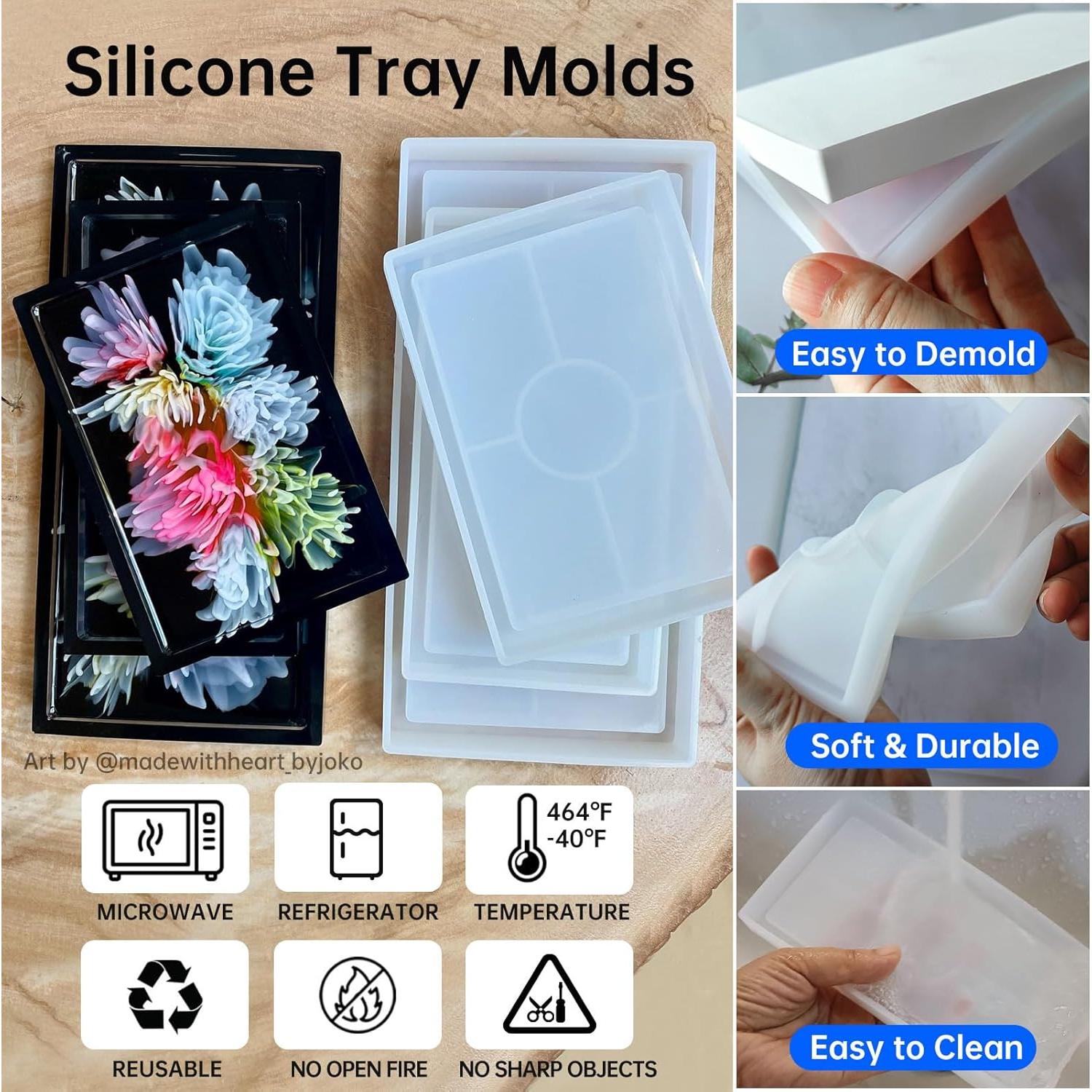 Moldes de Silicona Rectangulares Midnadiy para Resina - 3 Piezas