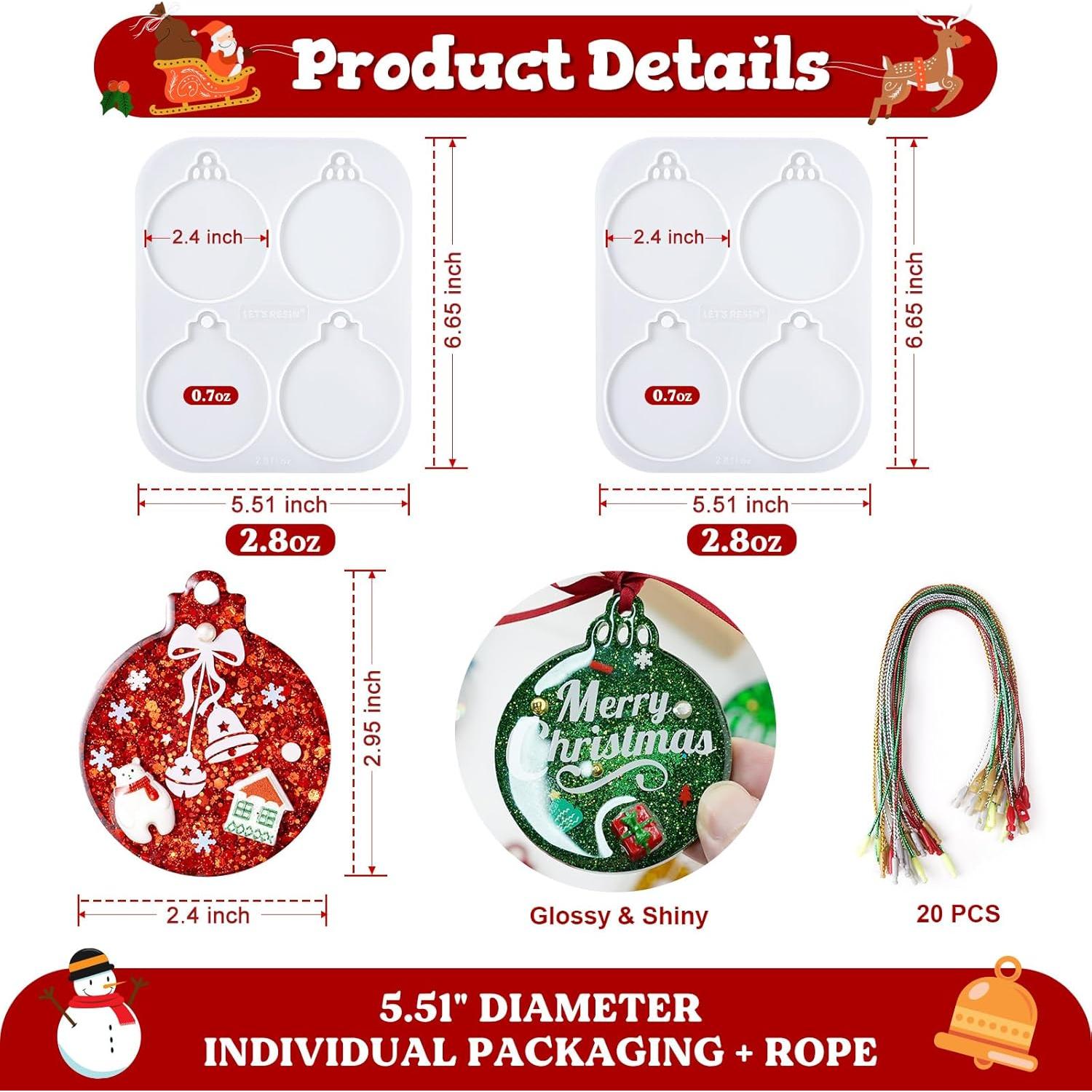 Moldes de Silicona para Adornos de Navidad LET'S RESIN 8 Cavidades