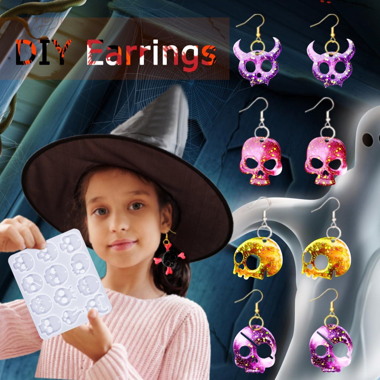 Moldes de Aretes de Calavera Halloween Rifanda 82 Piezas