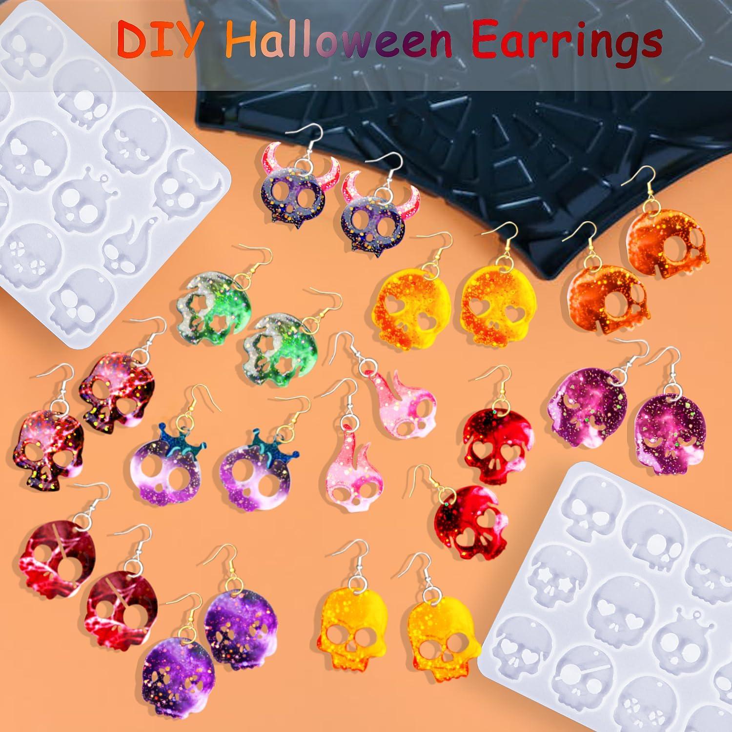 Moldes de Aretes de Calavera Halloween Rifanda 82 Piezas