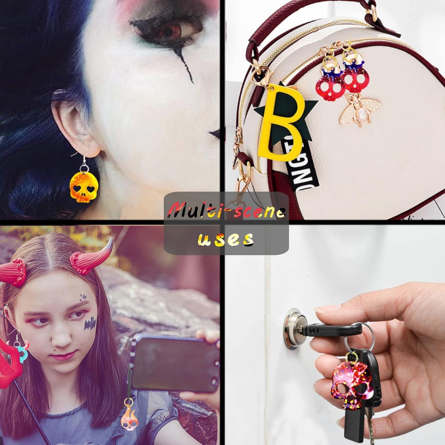 Moldes de Aretes de Calavera Halloween Rifanda 82 Piezas