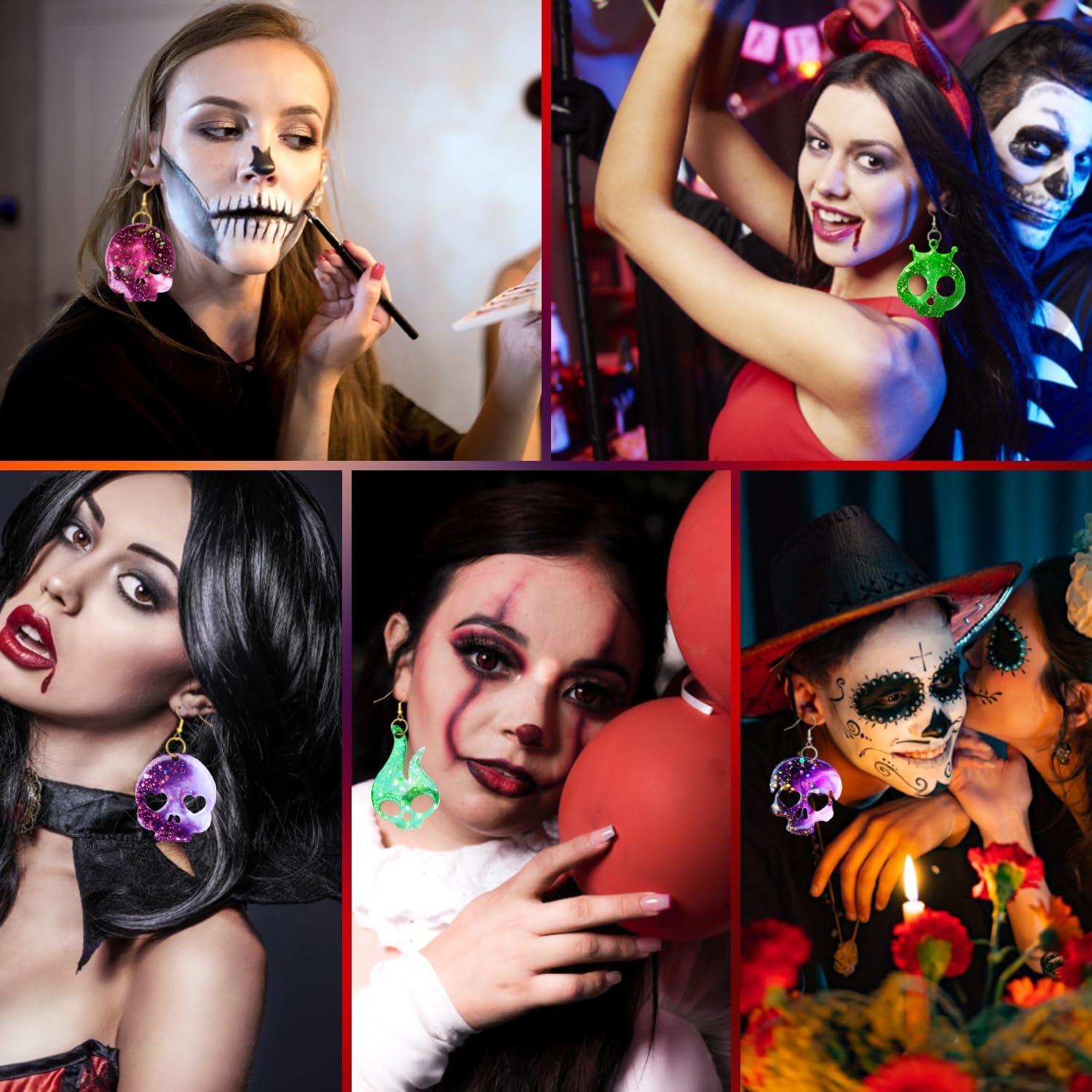 Moldes de Aretes de Calavera Halloween Rifanda 82 Piezas