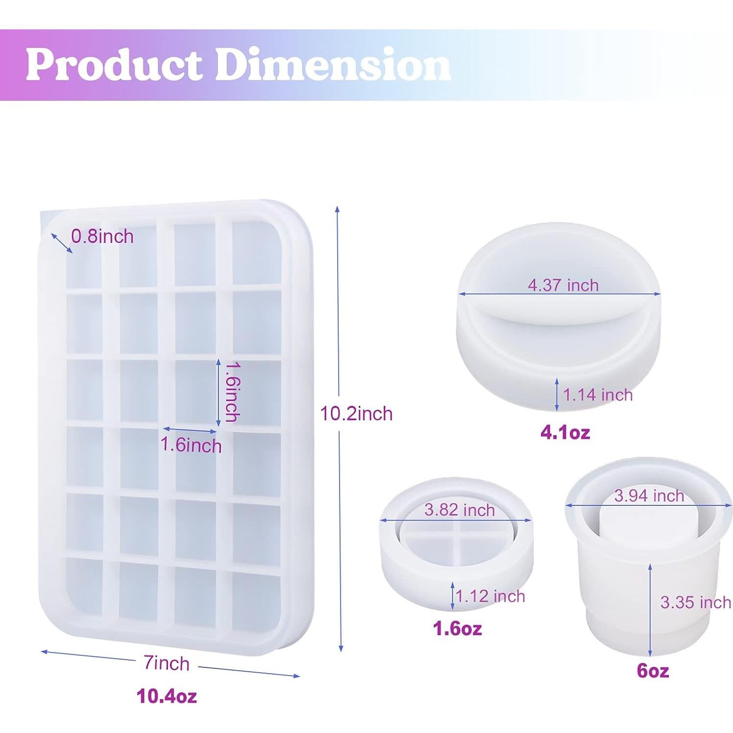 Moldes de Silicona LET'S RESIN para Tarros y Bandejas - 3 Piezas