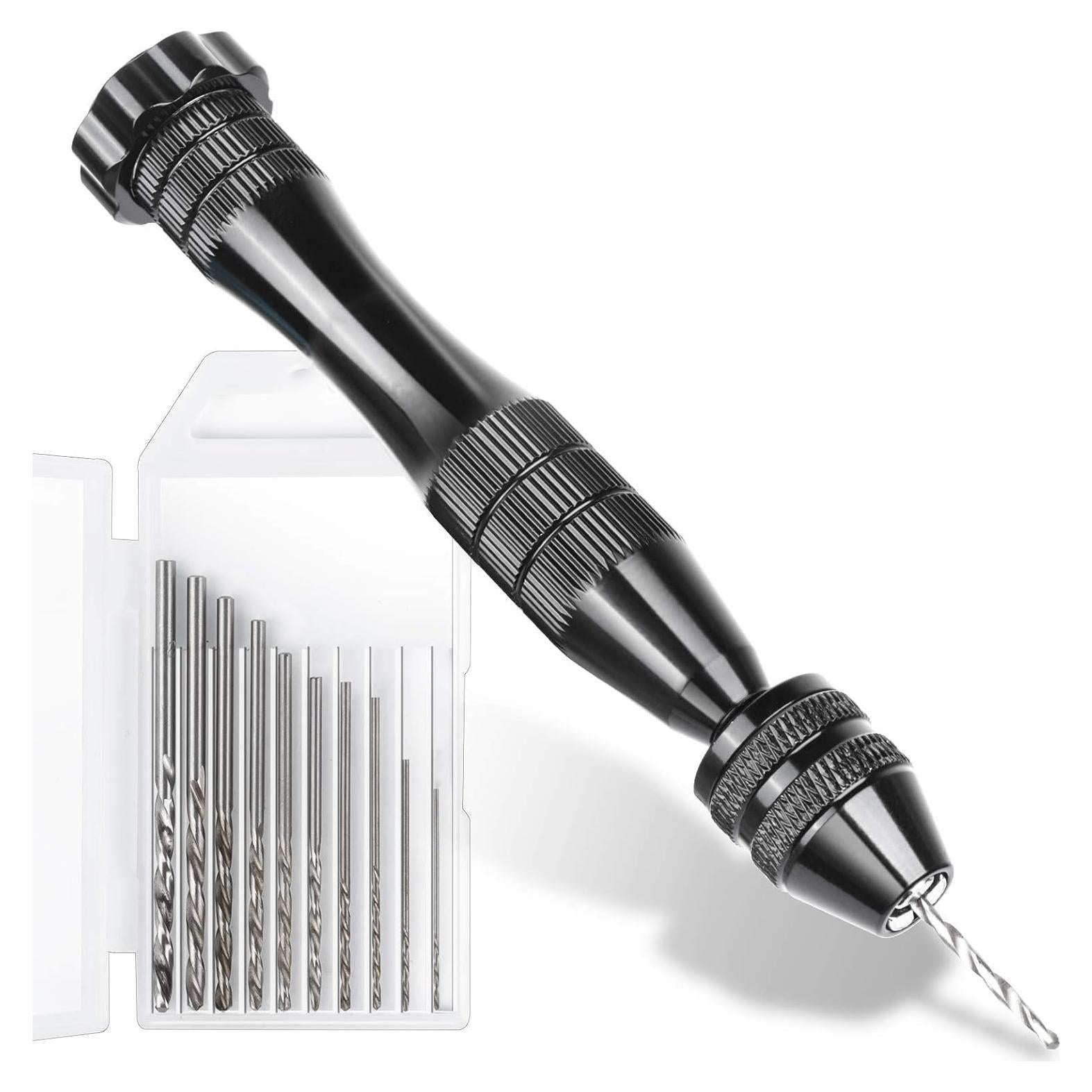 Taladro Manual LEOBRO 12 cm con 10 Brocas de Acero 0.8-3 mm