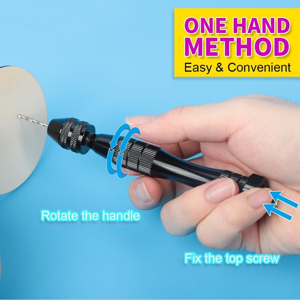 Taladro Manual LEOBRO 12 cm con 10 Brocas de Acero 0.8-3 mm