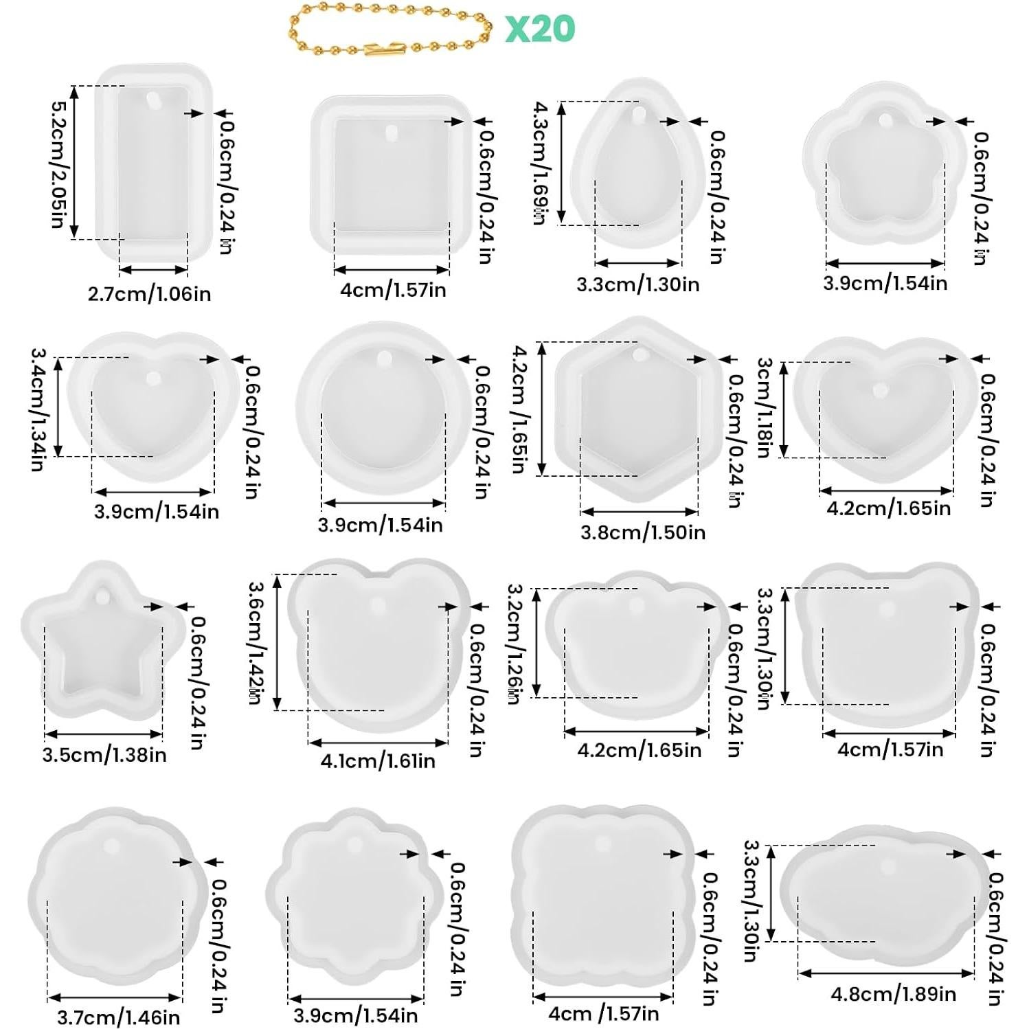 Kit 16 Moldes de Silicona para Llaveros Quilax 3.5cm