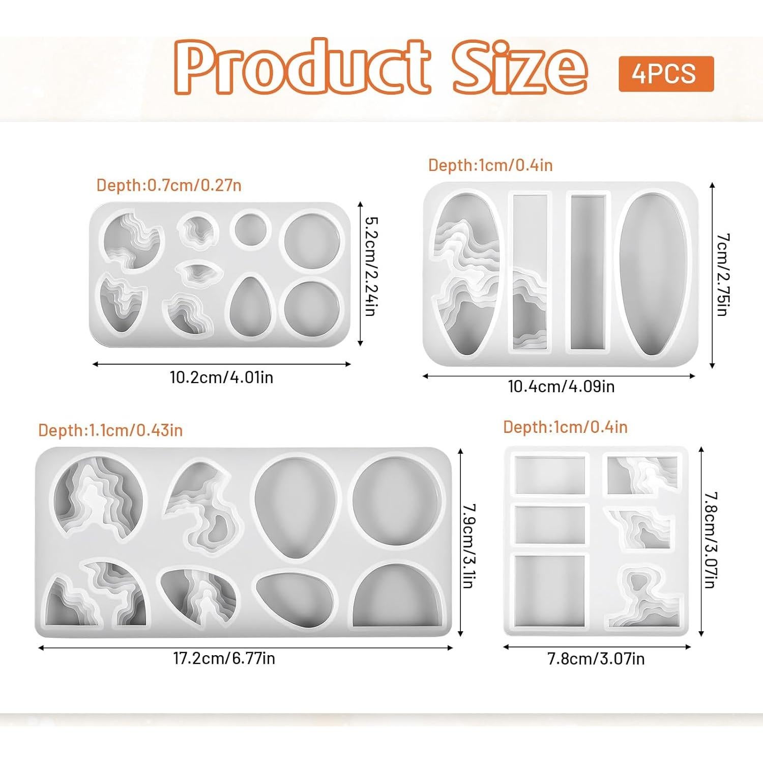 4 Moldes de Silicona para Joyería Exircy - Isla 3D